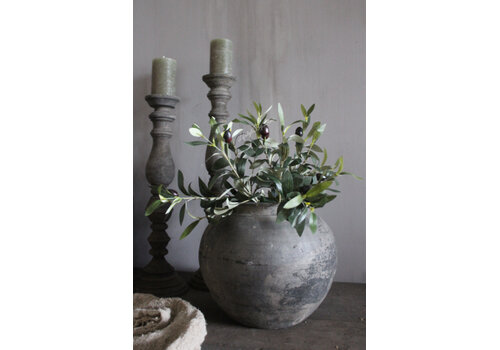 Zijden olijftak met zwarte olijven 50cm