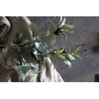 Zijden olijftak met zwarte olijven 50 cm