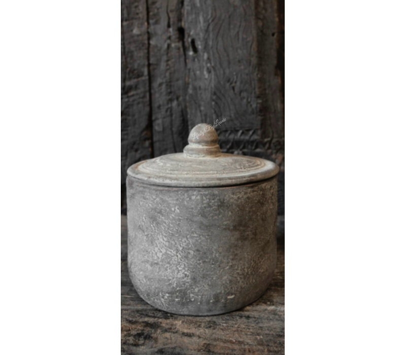 Mooie stenen pot met deksel Old barn 16 x 15 cm