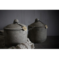 Mooie stenen pot met deksel Old barn 16 x 15 cm