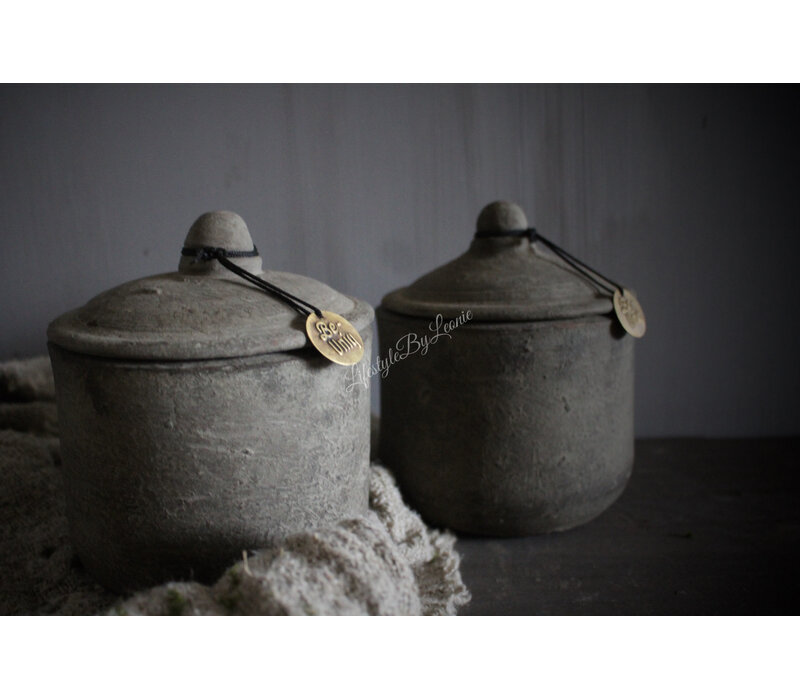 Mooie stenen pot met deksel Old barn 16 x 15 cm