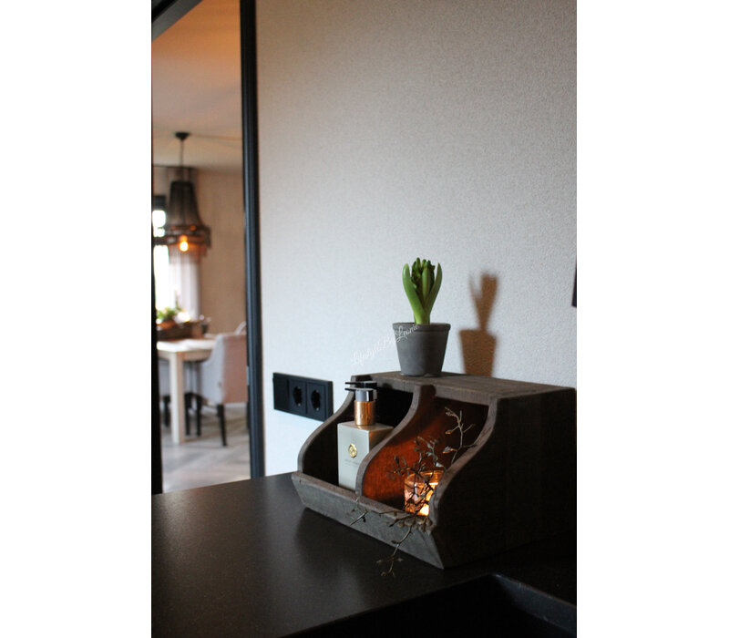 Gruttersbak met 2 vakken Antique grey 30x23cm