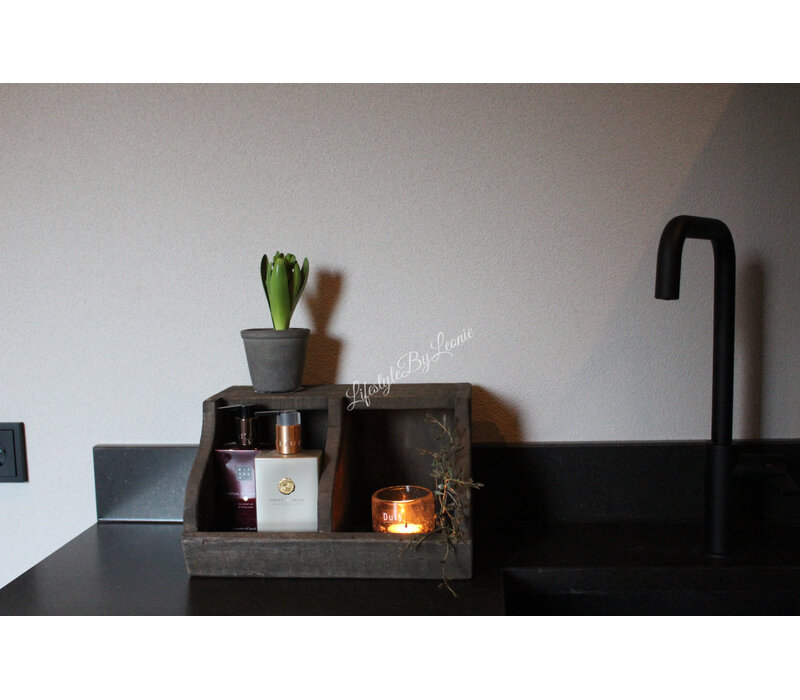 Gruttersbak met 2 vakken Antique grey 30x23cm