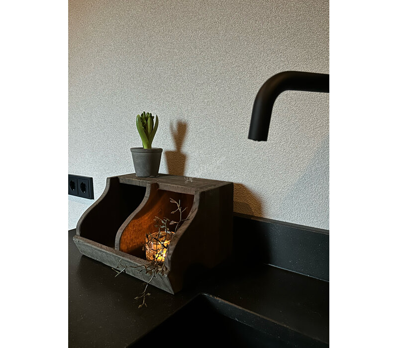 Gruttersbak met 2 vakken Antique grey 30 x 23 cm