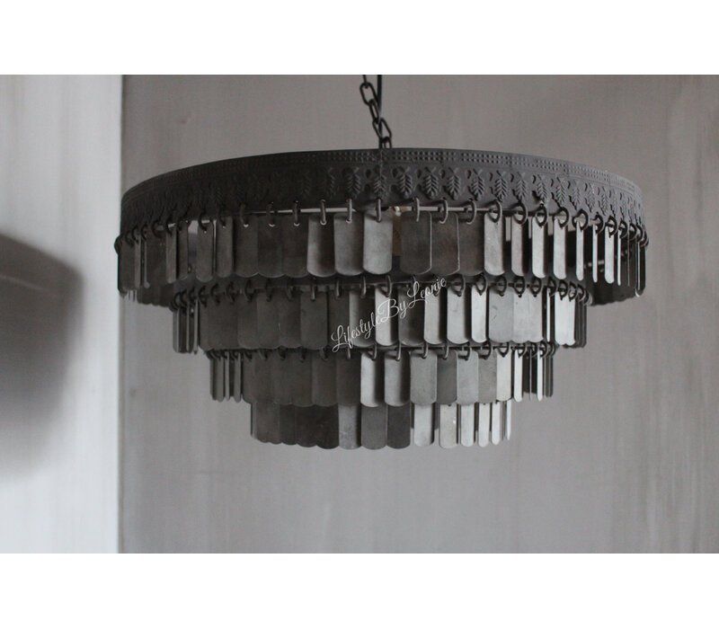 Metalen hanglamp Dhari round stripes 46cm