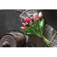 Bosje kunst Tulpen real touch burgundy / pink 31 cm
