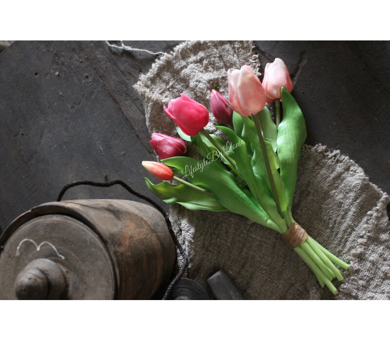 Bosje kunst Tulpen real touch burgundy / pink 31 cm