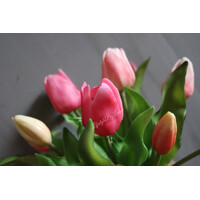 Bosje kunst tulpen real touch Burgundy / Pink 31cm