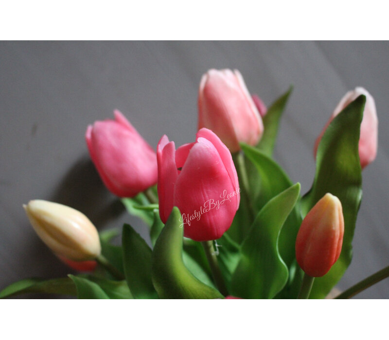 Bosje kunst tulpen real touch Burgundy / Pink 31cm