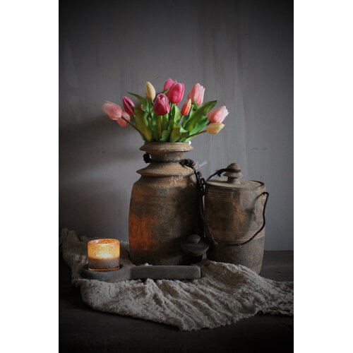 Bosje kunst tulpen real touch Burgundy / Pink 31cm 