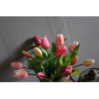 Bosje kunst tulpen real touch Burgundy / Pink 31cm