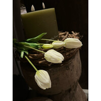 Bosje lange kunst Tulpen real touch white 40 cm