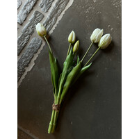 Bosje lange kunst tulpen real touch White 40cm