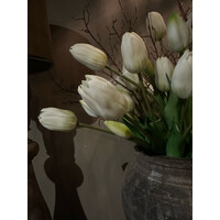 Bosje lange kunst tulpen real touch White 40cm
