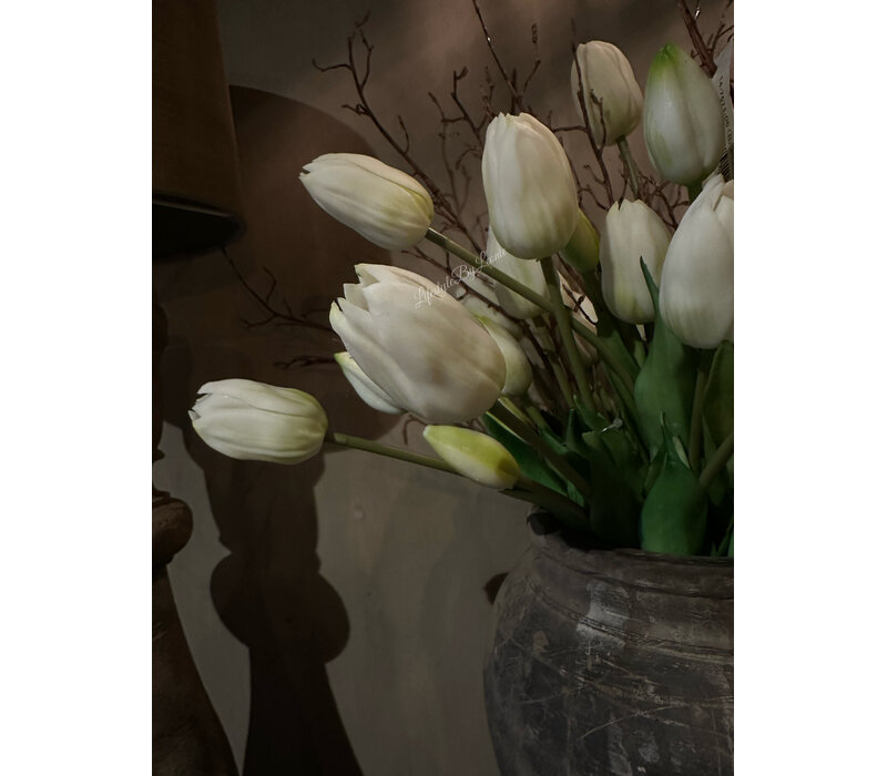 Bosje lange kunst tulpen real touch White 40cm