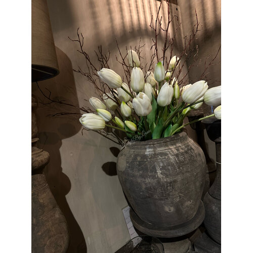 Bosje lange kunst Tulpen real touch white 40 cm 