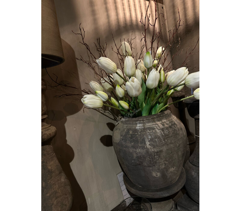 Bosje lange kunst Tulpen real touch white 40 cm