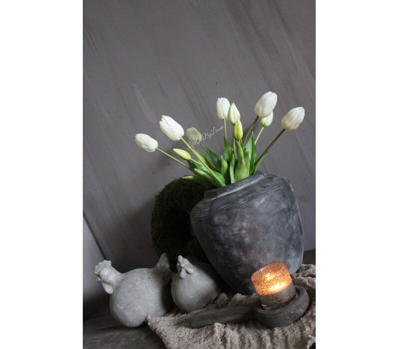 Bosje lange kunst tulpen real touch White 40cm
