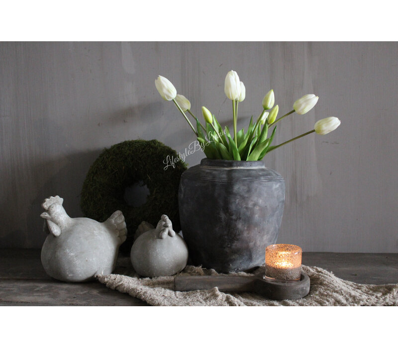 Bosje lange kunst Tulpen real touch white 40 cm