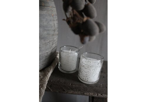 Cilinder windlicht steenslag incl. kaars 7 x 8 cm