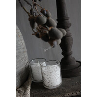 Cilinder windlicht steenslag + kaars 7x8cm