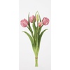 Bos real touch bol tulpen x5 Pink/White 43cm