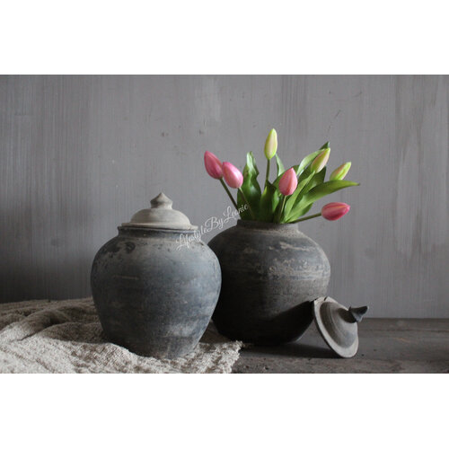 Bosje real touch Tulpen pink met groen blad 32 cm 