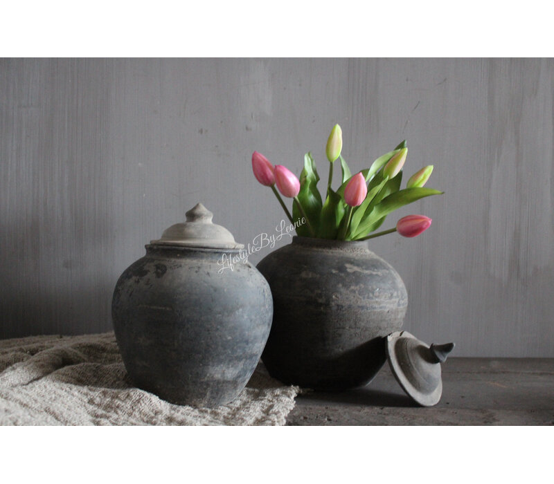 Bosje real touch Tulpen pink met groen blad 32 cm