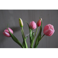 Bos real touch bol Tulpen 5x pink/white 43 cm