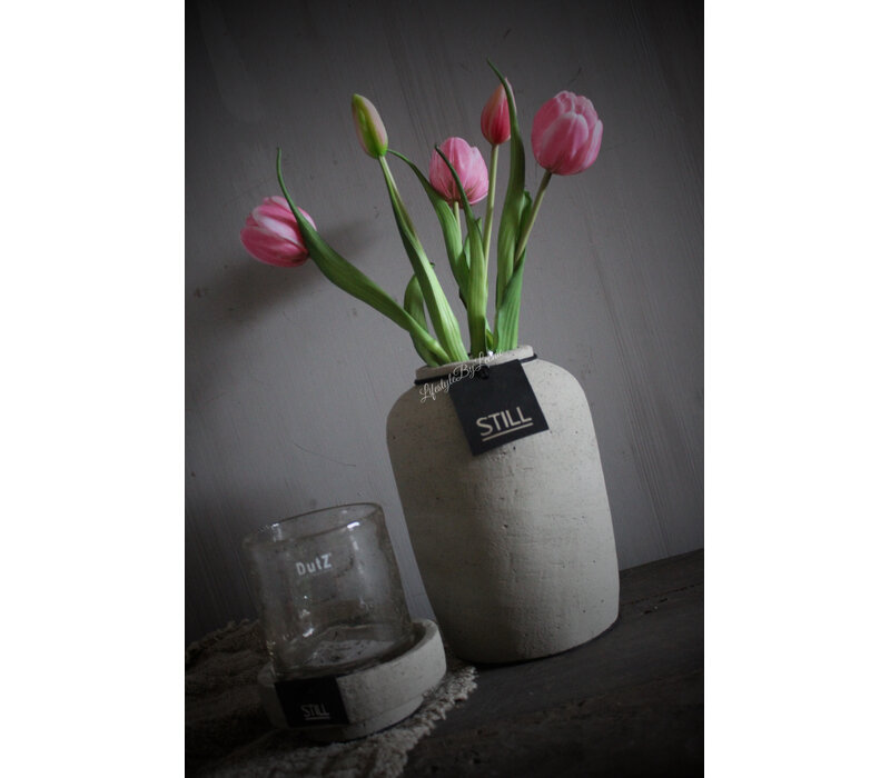 Bos real touch bol Tulpen 5x pink/white 43 cm