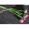Bos real touch bol Tulpen 5x pink/white 43 cm