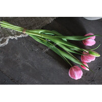 Bos real touch bol Tulpen 5x pink/white 43 cm