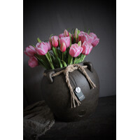 Bos real touch bol Tulpen 5x pink/white 43 cm