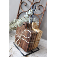 Sobere houten onderzetters aan rekje 6 stuks