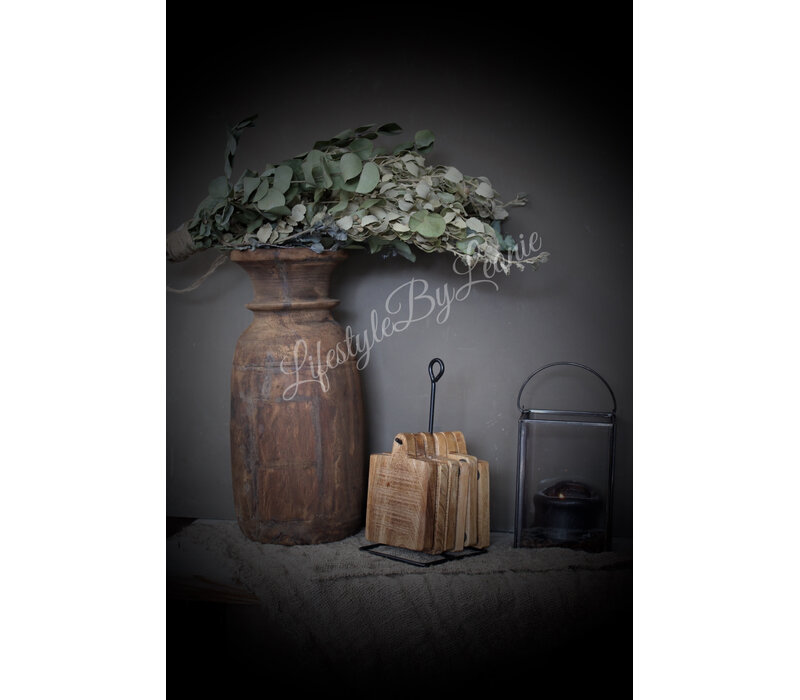 Sobere houten onderzetters aan rekje 6 stuks