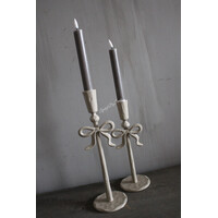 Metalen Dinerkaars kandelaar Strikje beige 30cm