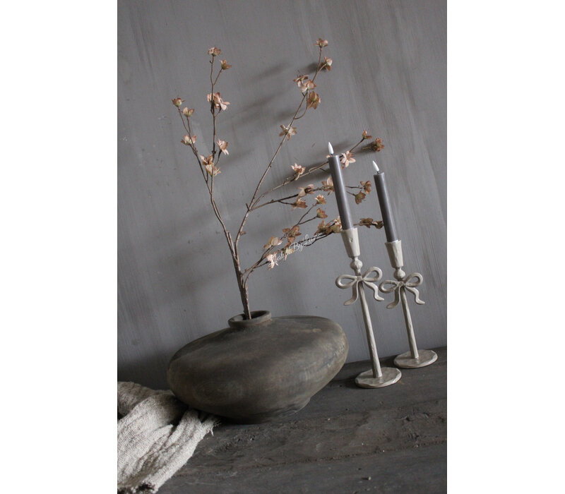 Metalen Dinerkaars kandelaar Strikje beige 30cm