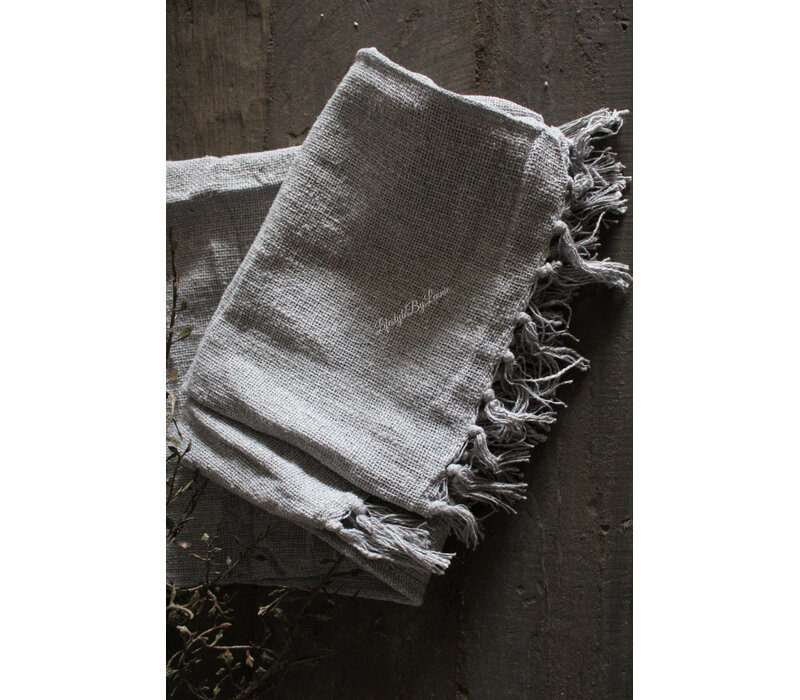 Plaid linnen look Cosy licht-grijs 160x130