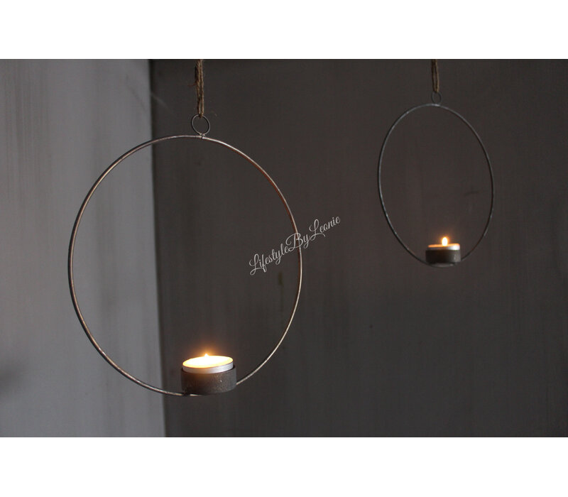 Ronde metalen waxine-kandelaar hanger 40 cm