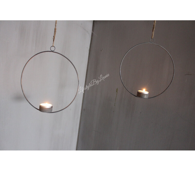 Ronde metalen waxine-kandelaar hanger 40 cm