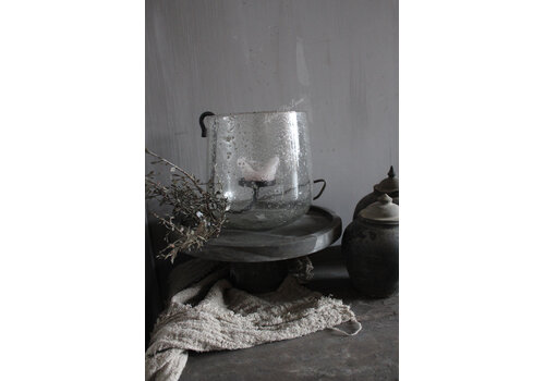Rond windlicht met bubbeltjes + S haak 26x25cm