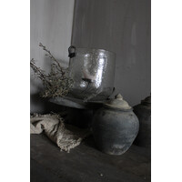 Rond windlicht met bubbeltjes + S haak 26x25cm