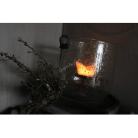 Rond windlicht met bubbeltjes + S haak 26x25cm