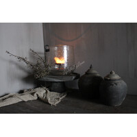 Rond windlicht met bubbeltjes + S haak 26x25cm