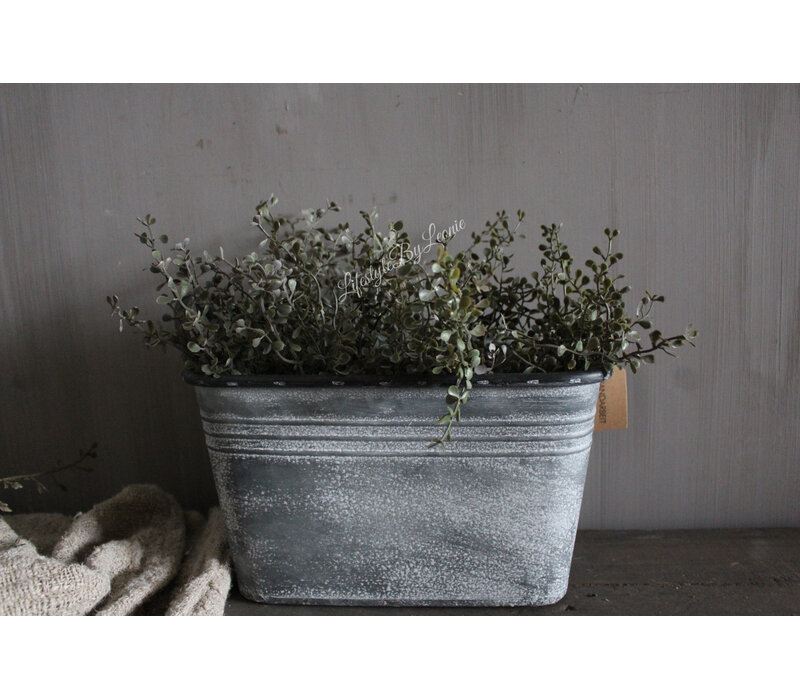 Ovale zinken bloempot 28x18x16cm