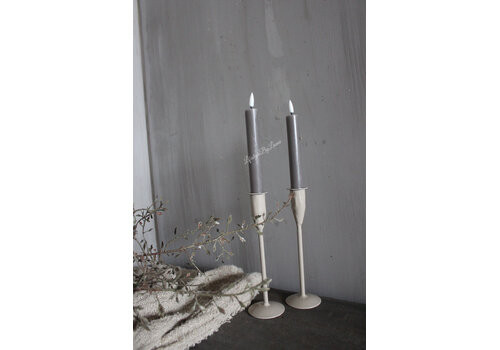 Metalen dinerkaars kandelaar Beige 20cm