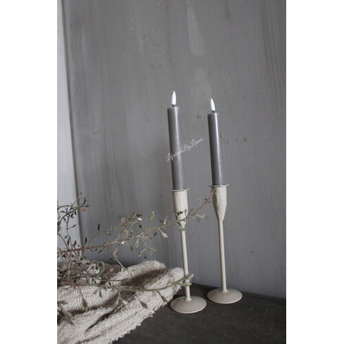 Metalen kandelaar dinerkaars Beige 20 cm 