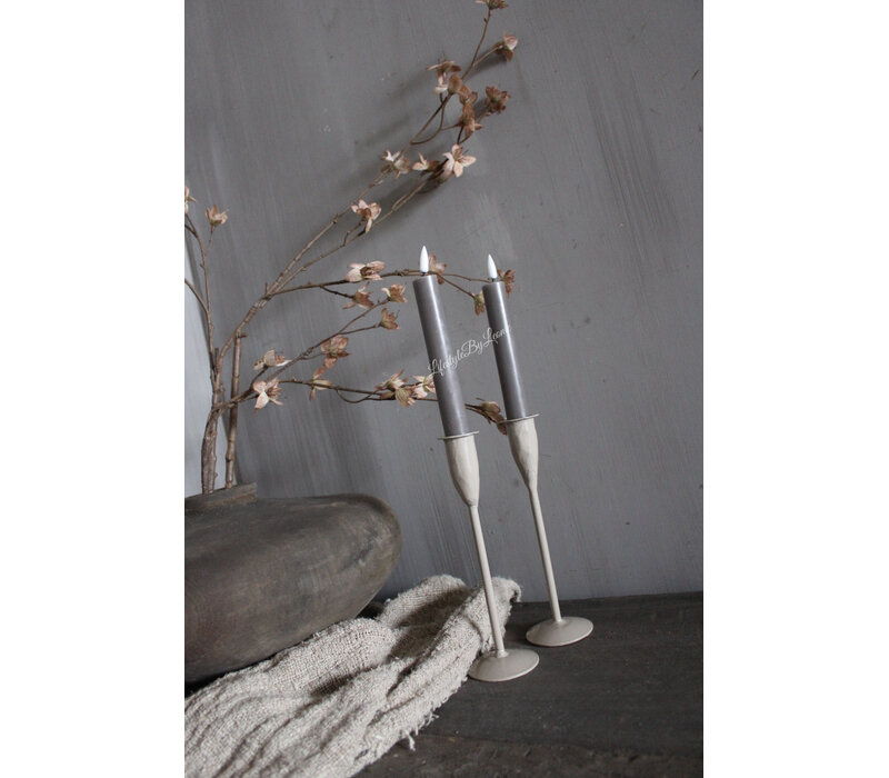 Metalen dinerkaars kandelaar Beige 20cm