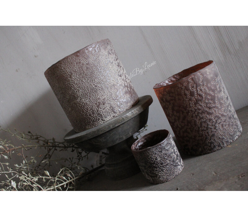 LUKSA cilinder windlicht Black/brown 7 x 7 cm