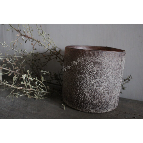 LUKSA cilinder windlicht Black/brown 14 x 14 cm 